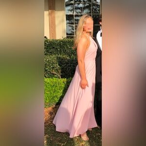 Elegant Pink Halter Maxi Dress